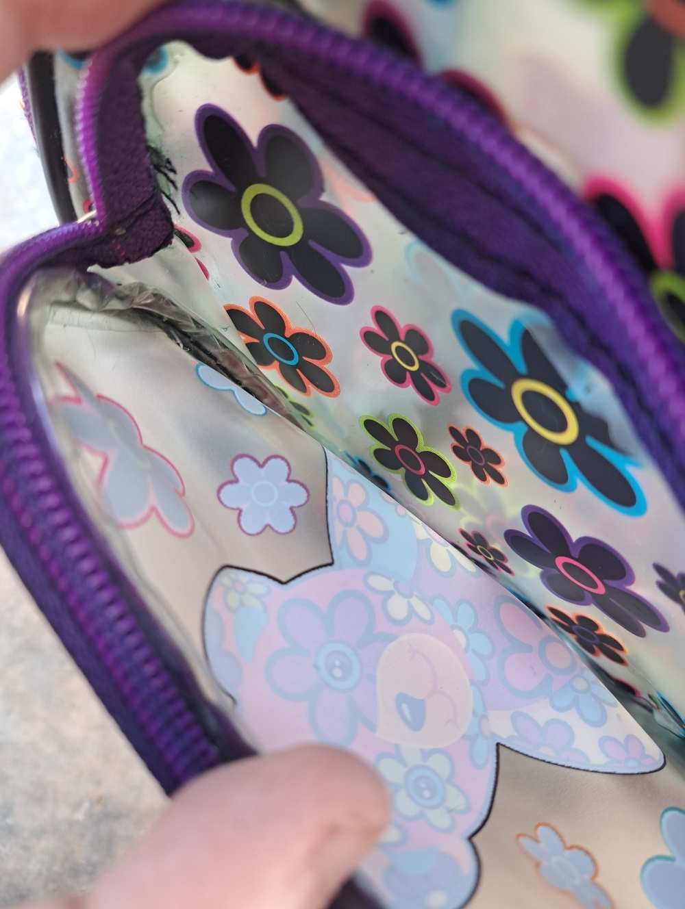 Vintage Y2k Clear Lisa Frank Bag With Floral Teddy Bear - Picture 4 of 5
